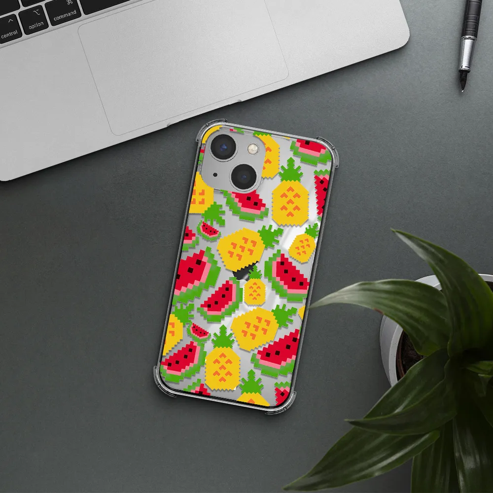 a pattern of watermelon and pineapples Apple iPhone 13 mini Clear PC Case