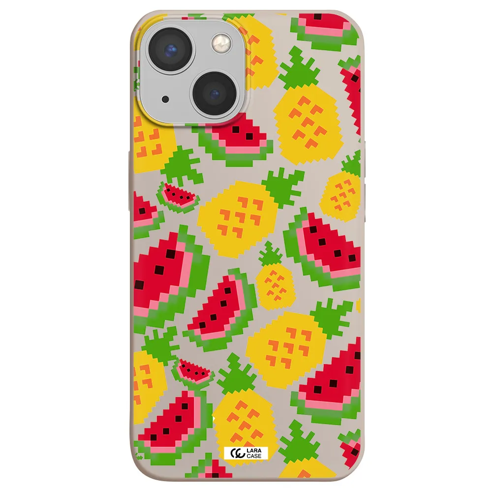 a pattern of watermelon and pineapples Apple iPhone 13 mini Silicone Stone Case