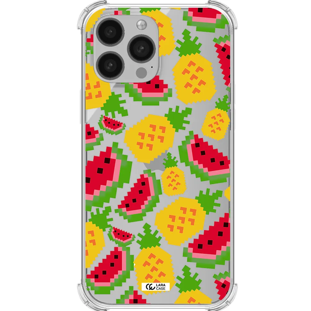 a pattern of watermelon and pineapples Apple iPhone 13 Pro Clear PC Case
