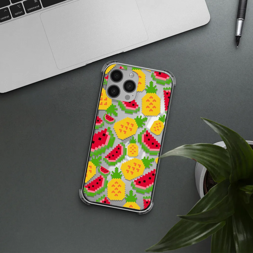 a pattern of watermelon and pineapples Apple iPhone 13 Pro Clear PC Case