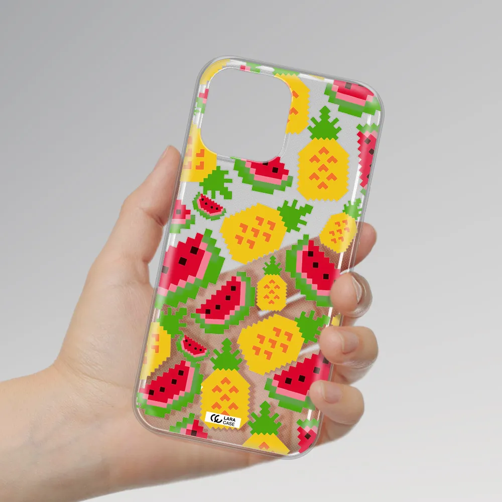 a pattern of watermelon and pineapples Apple iPhone 13 Pro Clear TPU Case