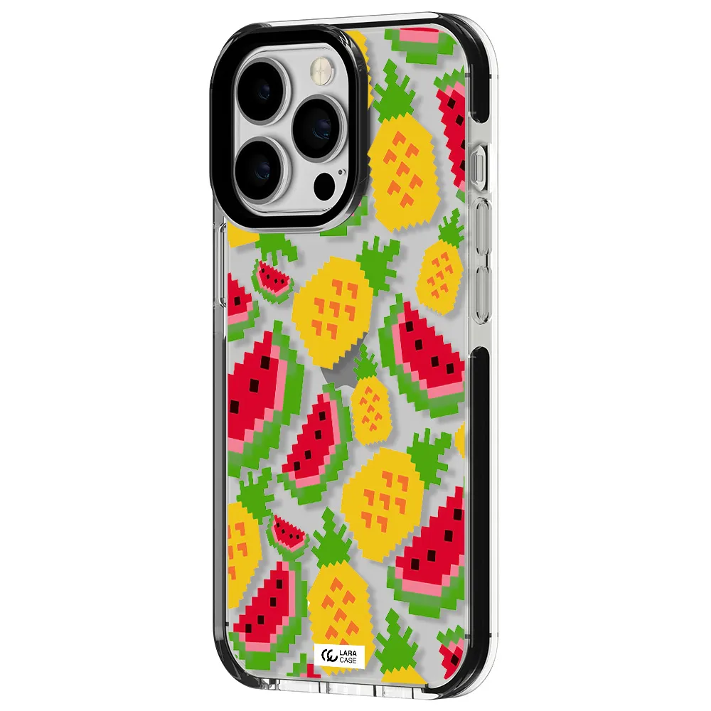 a pattern of watermelon and pineapples Apple iPhone 13 Pro impact black border Case