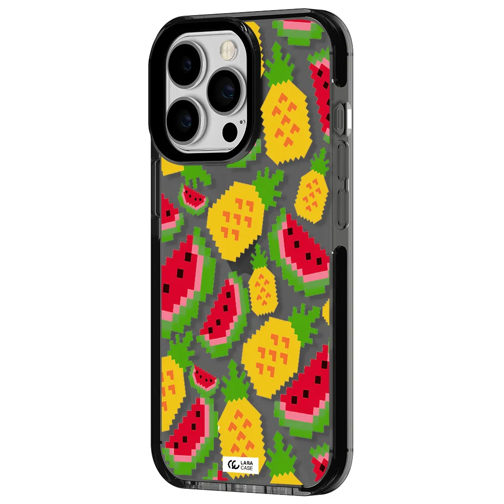 a pattern of watermelon and pineapples Apple iPhone 13 Pro impact Smoke Black Case