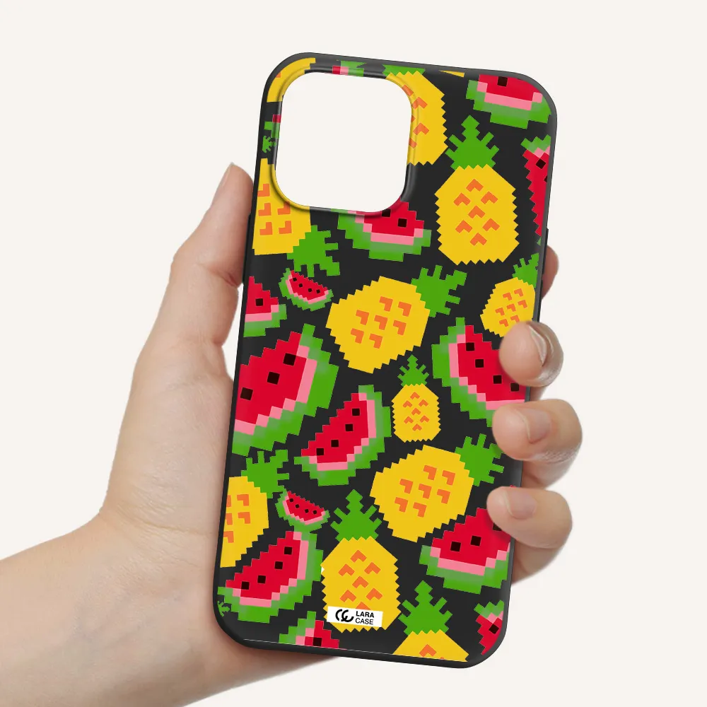 a pattern of watermelon and pineapples Apple iPhone 13 Pro Max Silicone black Case