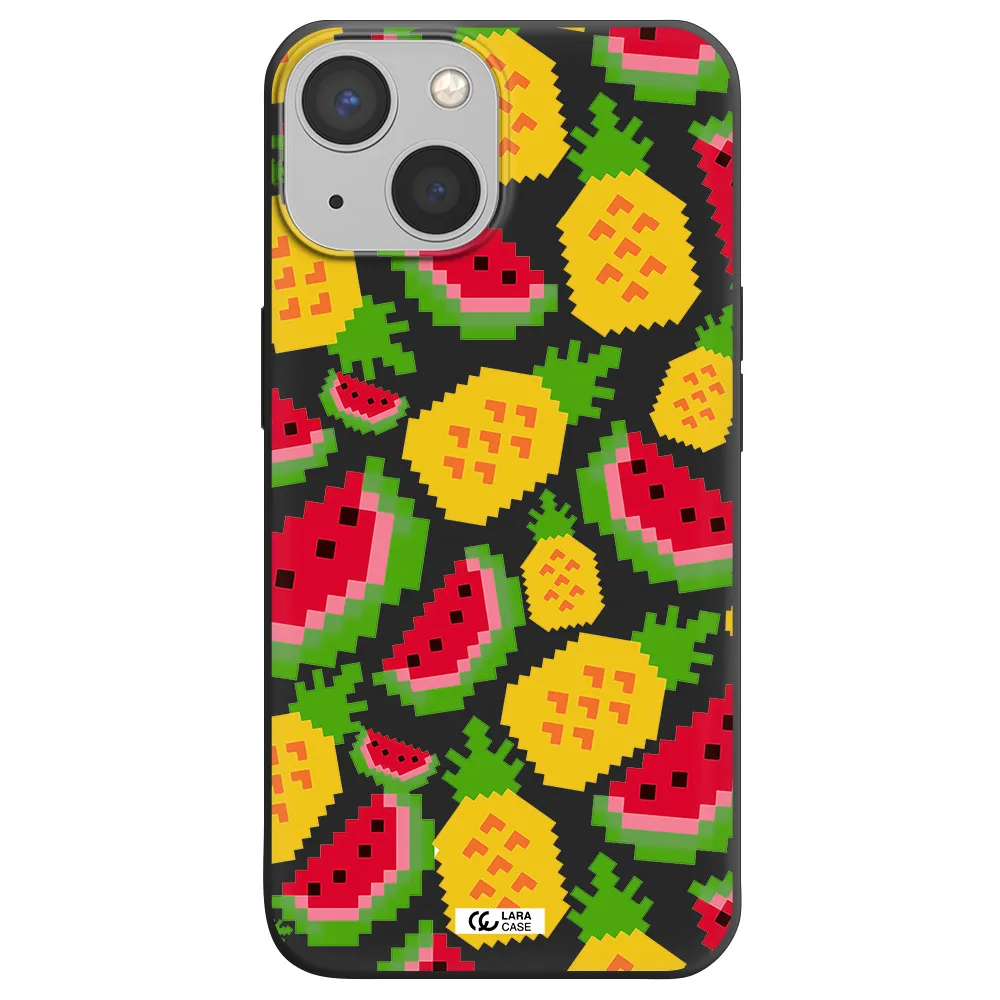 a pattern of watermelon and pineapples Apple iPhone 13 Silicone black Case