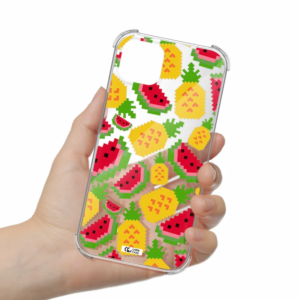 a pattern of watermelon and pineapples Apple iPhone 14 plus Clear PC Case