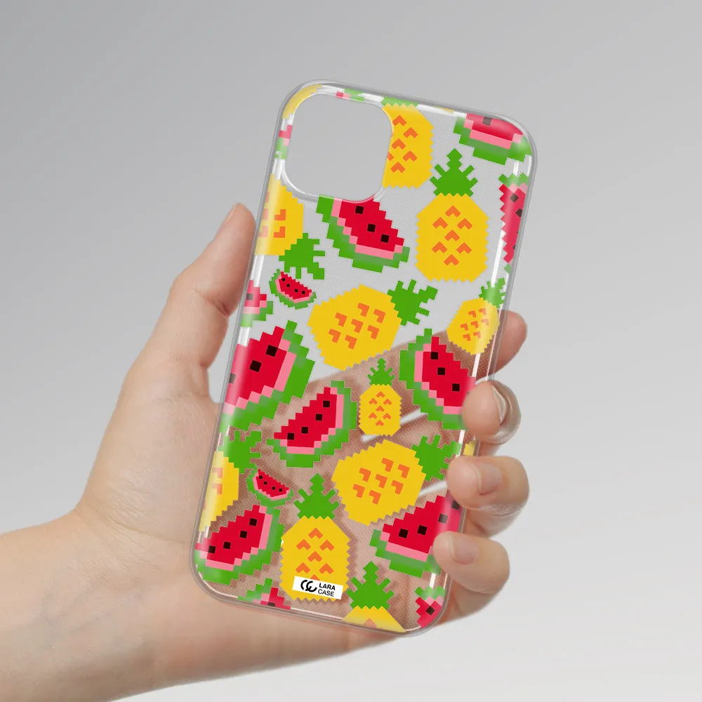 a pattern of watermelon and pineapples Apple iPhone 14 plus Clear TPU Case