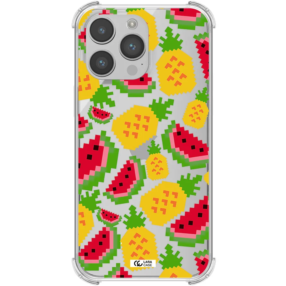 a pattern of watermelon and pineapples Apple iPhone 14 pro Clear PC Case