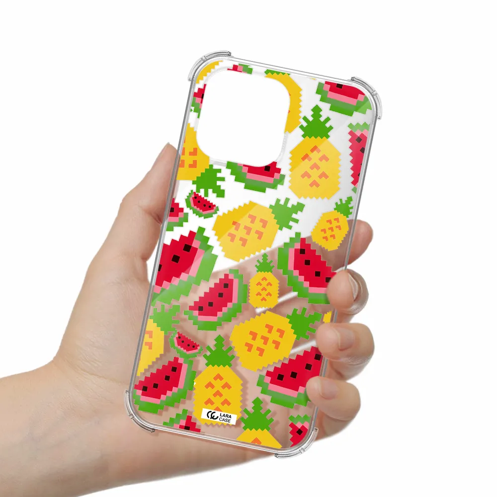 a pattern of watermelon and pineapples Apple iPhone 14 pro Clear PC Case