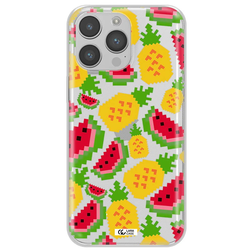 a pattern of watermelon and pineapples Apple iPhone 14 pro Clear TPU Case