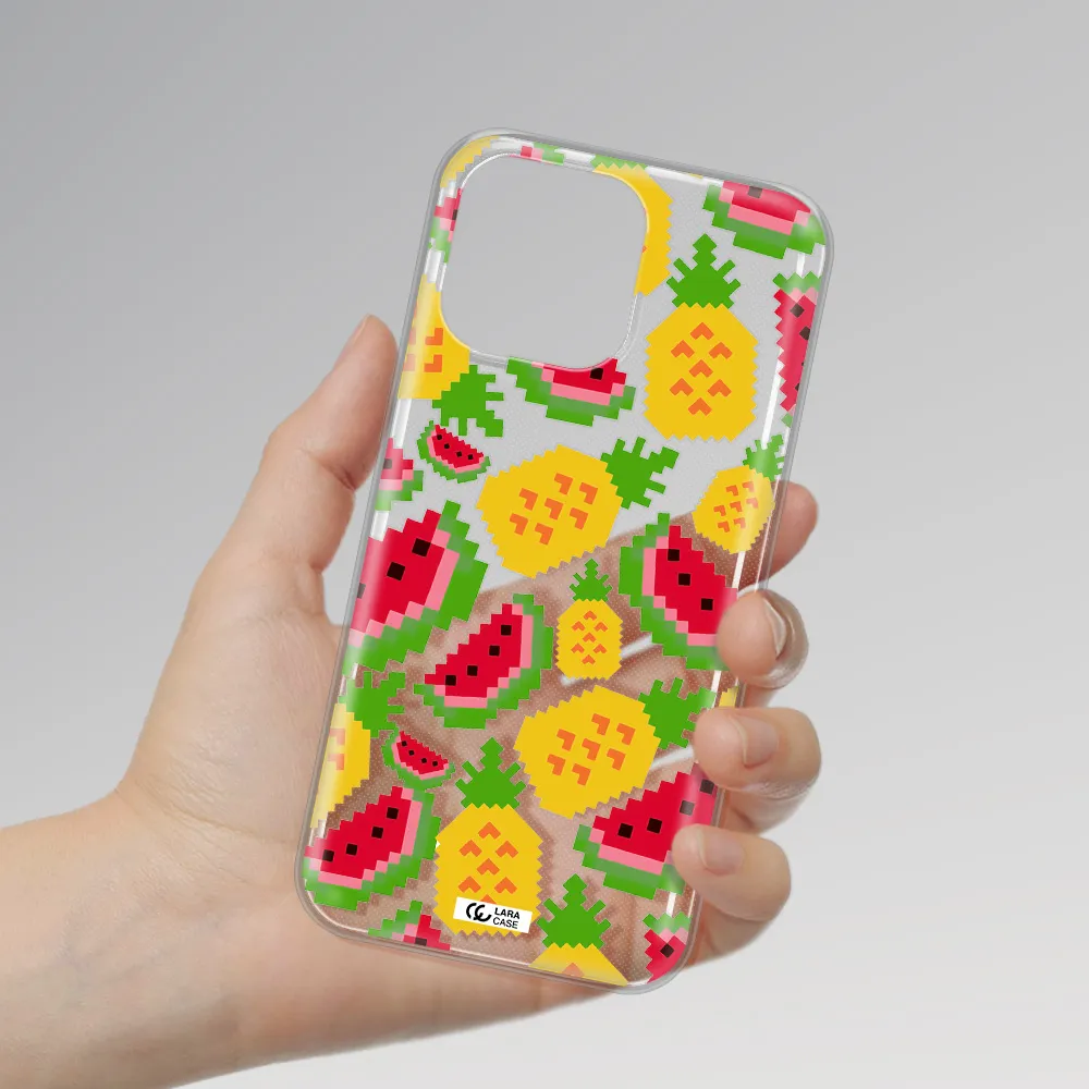 a pattern of watermelon and pineapples Apple iPhone 14 pro max Clear TPU Case