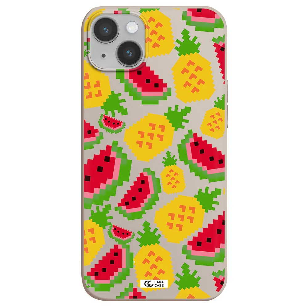 a pattern of watermelon and pineapples Apple iPhone 14 Silicone Stone Case