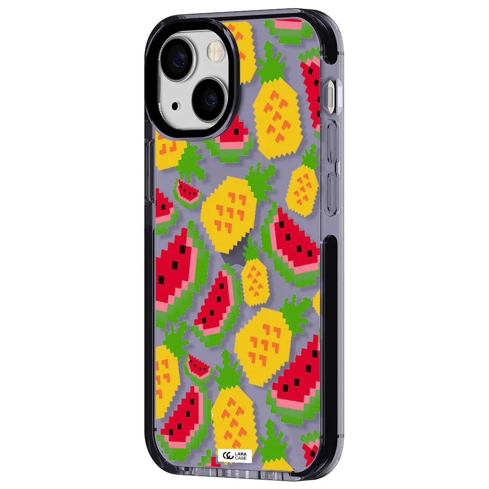 a pattern of watermelon and pineapples Apple iPhone 15 impact Lilac Case