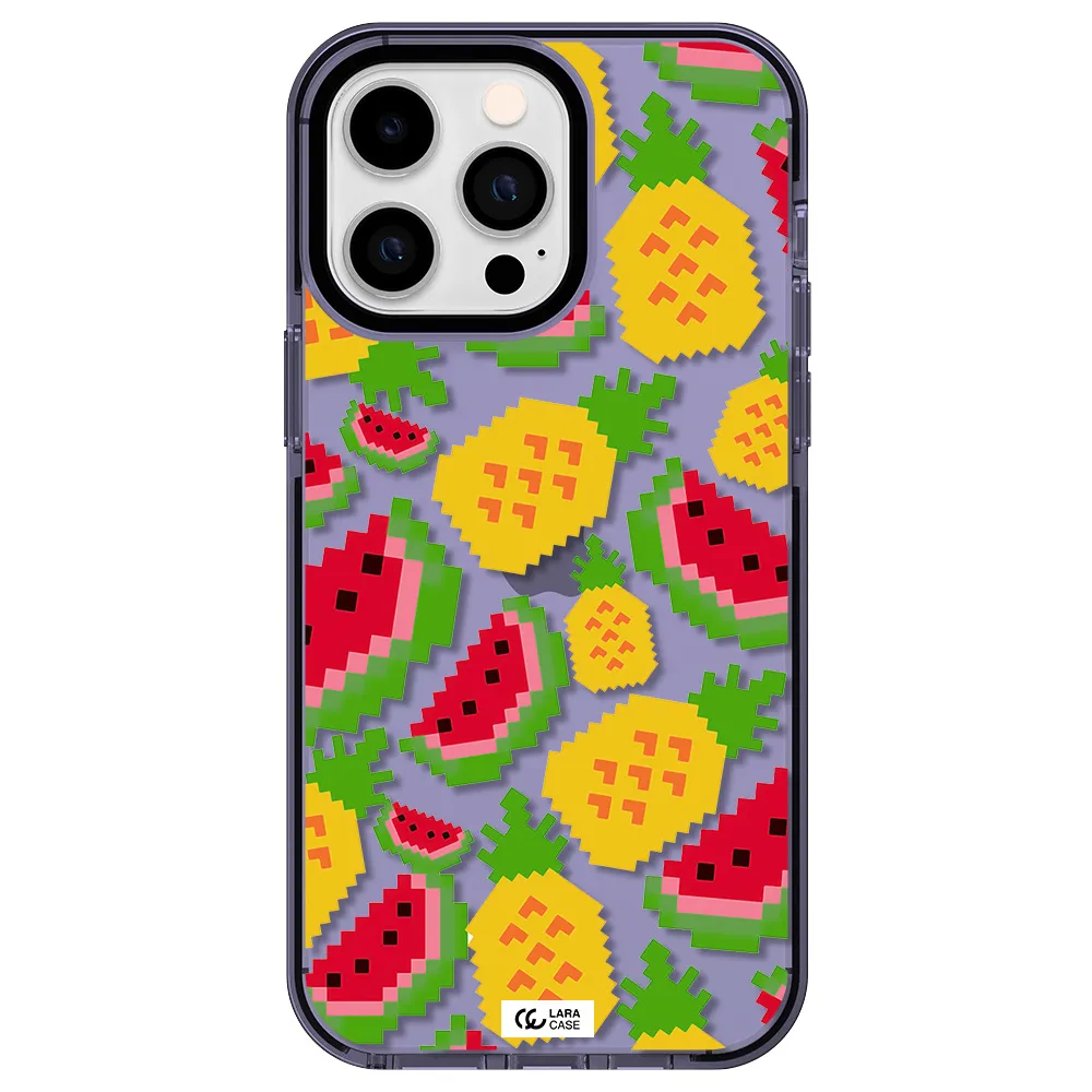 a pattern of watermelon and pineapples Apple iPhone 15 Pro impact Lilac Case