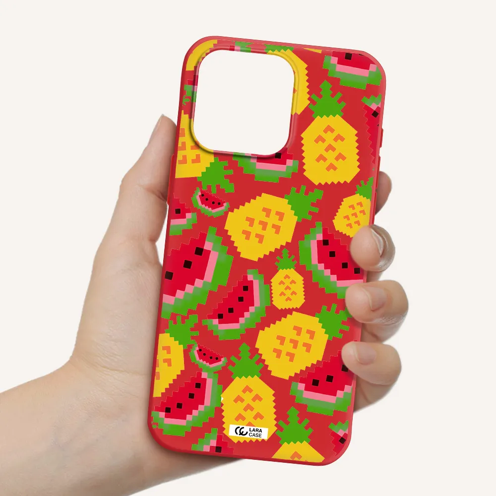 A Pattern Of Watermelon And Pineapples Apple Iphone 15 Pro Max Silicone Imperial Red Case