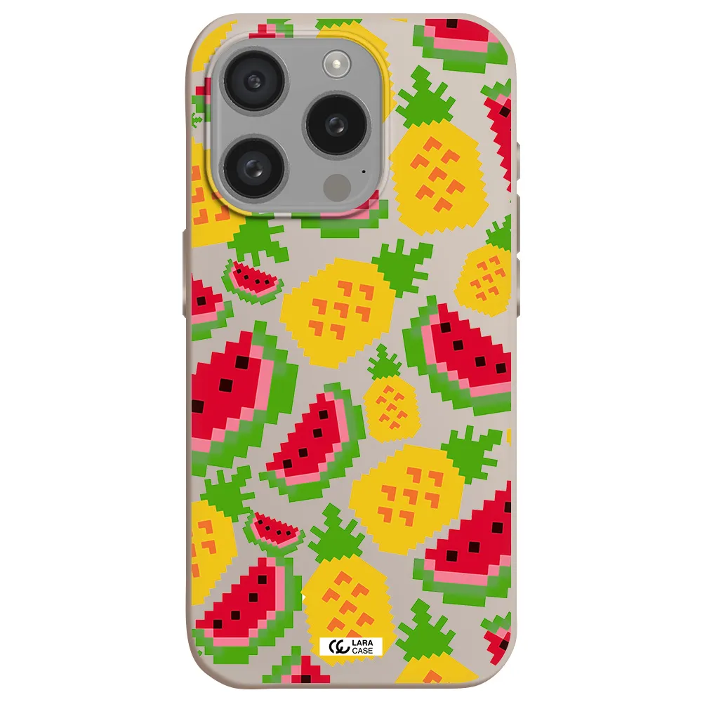 A Pattern Of Watermelon And Pineapples Apple Iphone 15 Pro Silicone Stone Case