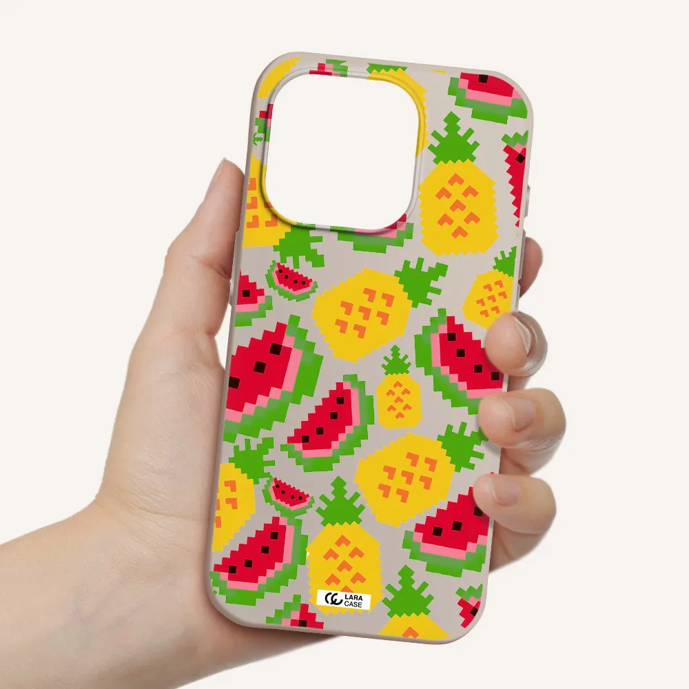 A Pattern Of Watermelon And Pineapples Apple Iphone 15 Pro Silicone Stone Case