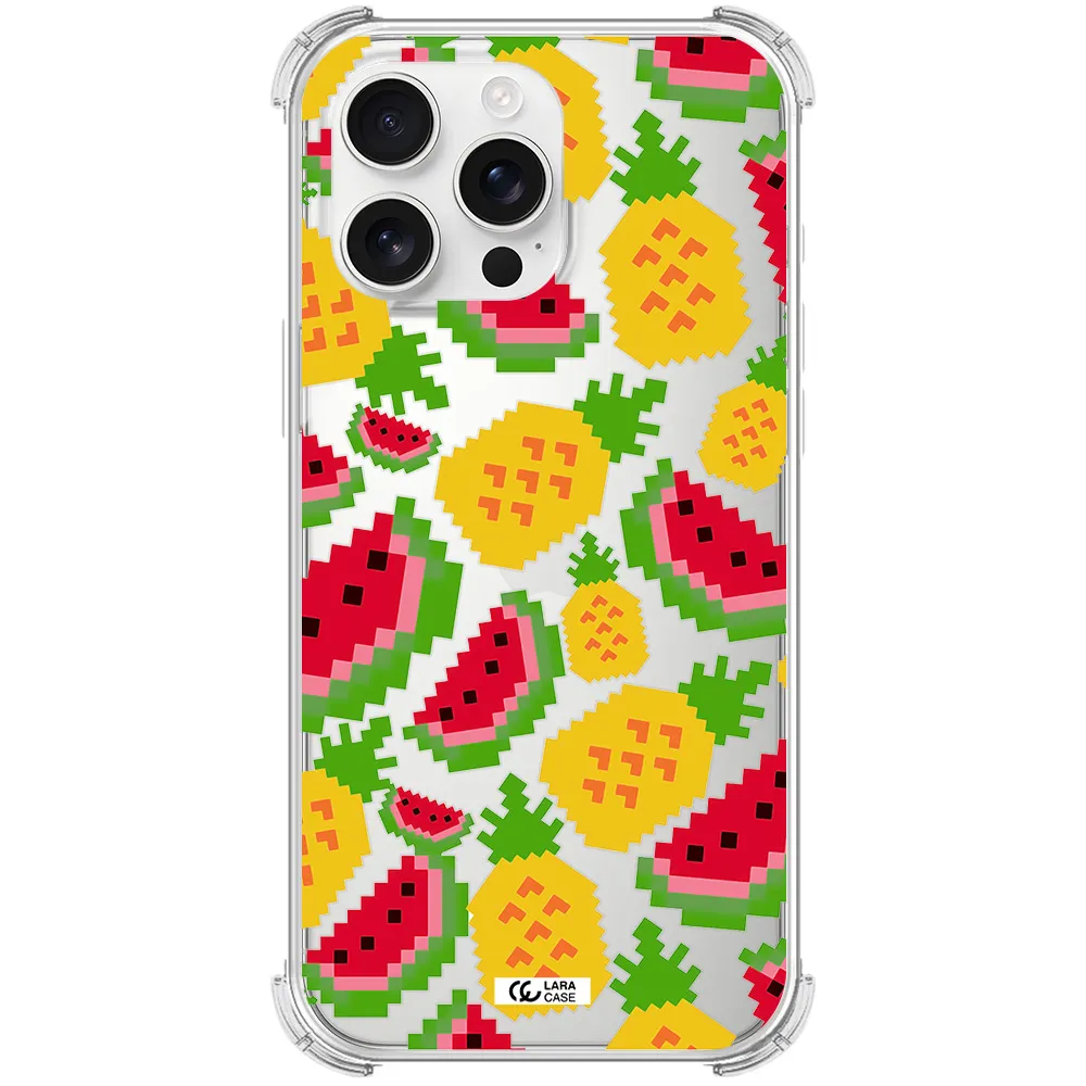 A Pattern Of Watermelon And Pineapples Apple Iphone 16 Pro Max Clear Pc Case