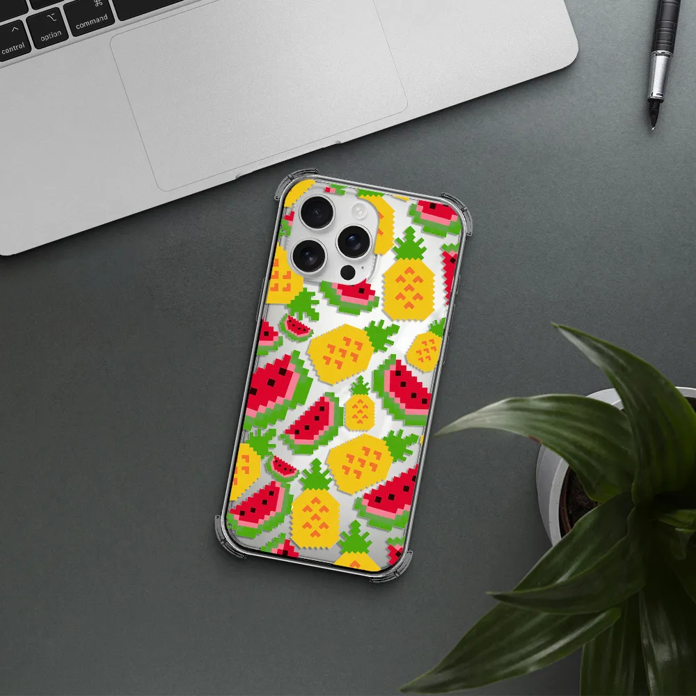A Pattern Of Watermelon And Pineapples Apple Iphone 16 Pro Max Clear Pc Case