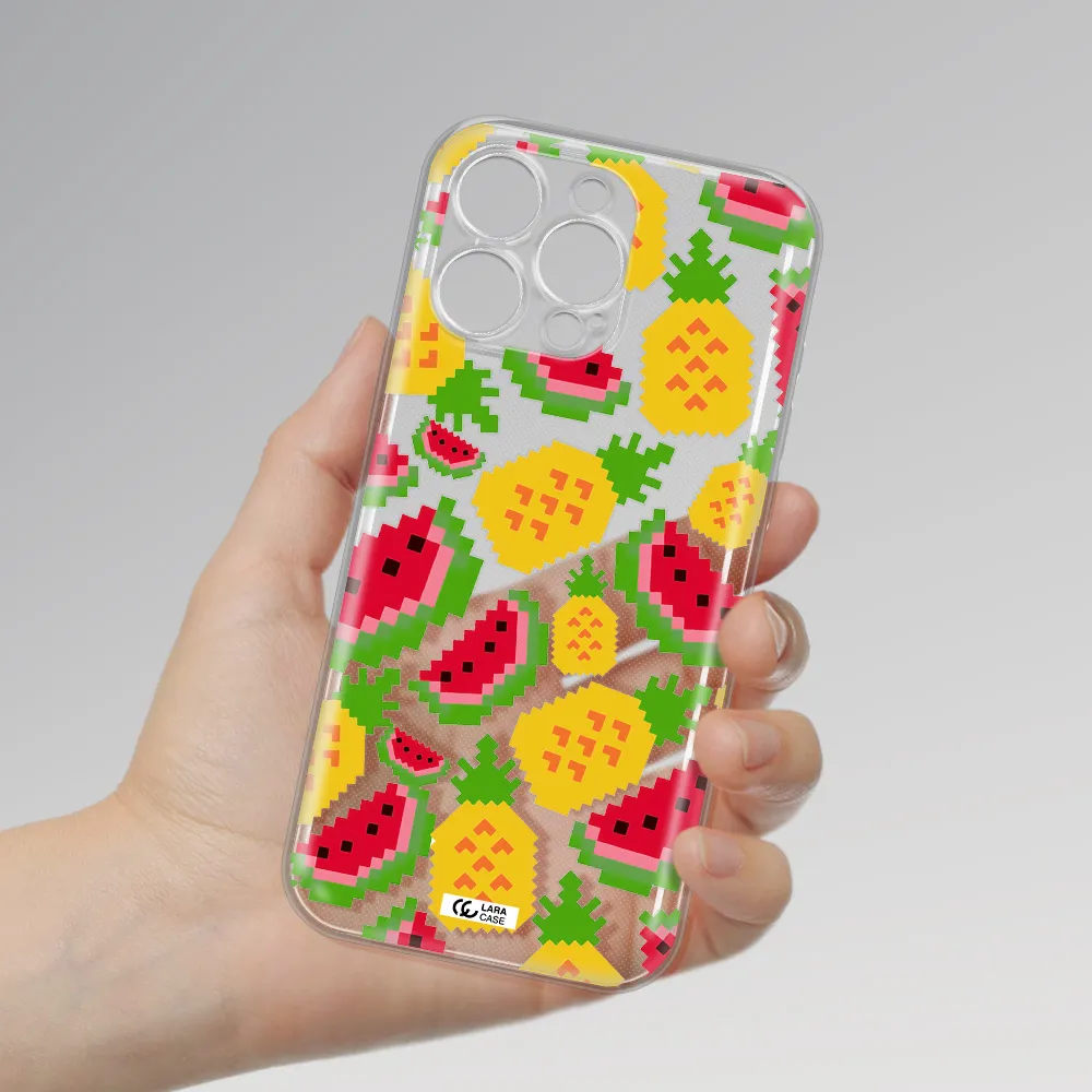 A Pattern Of Watermelon And Pineapples Apple Iphone 16 Pro Max Clear Tpu Case