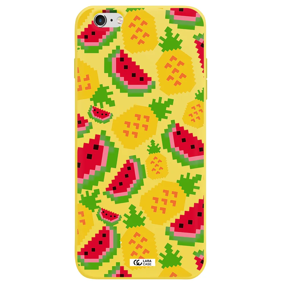 a pattern of watermelon and pineapples Apple iPhone 6 plus Silicone canary yellow Case