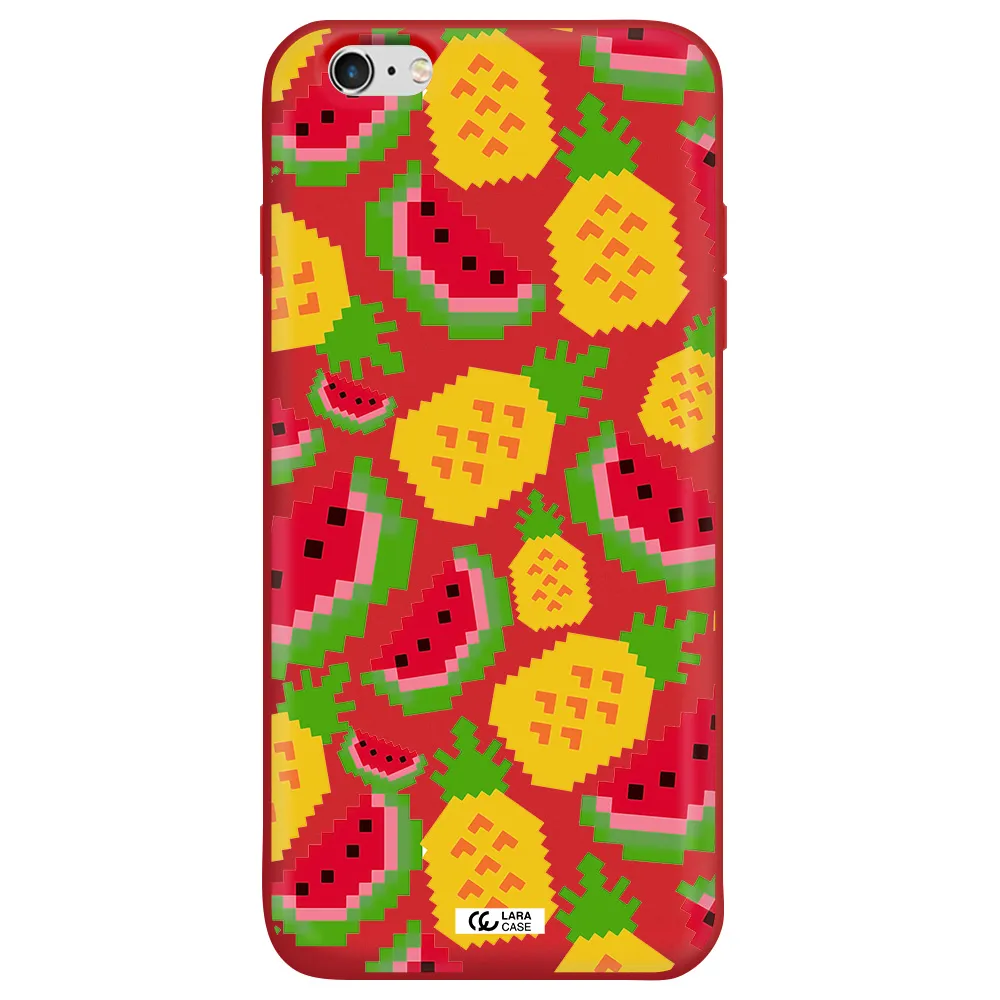 a pattern of watermelon and pineapples Apple iPhone 6 plus Silicone Imperial Red Case