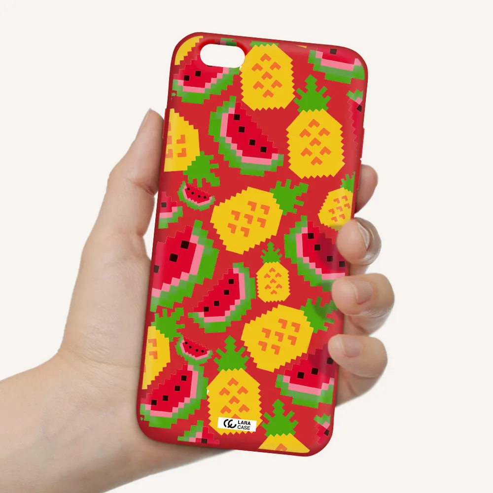 a pattern of watermelon and pineapples Apple iPhone 6 plus Silicone Imperial Red Case