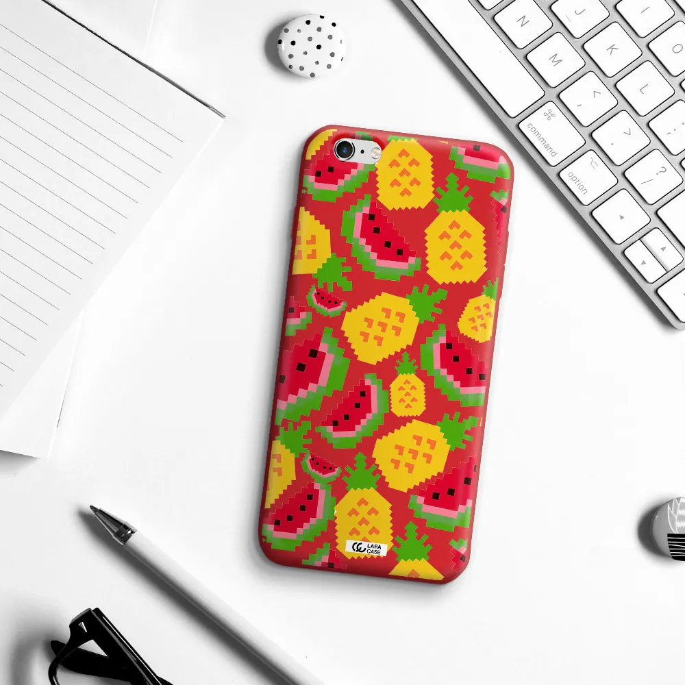 a pattern of watermelon and pineapples Apple iPhone 6 plus Silicone Imperial Red Case
