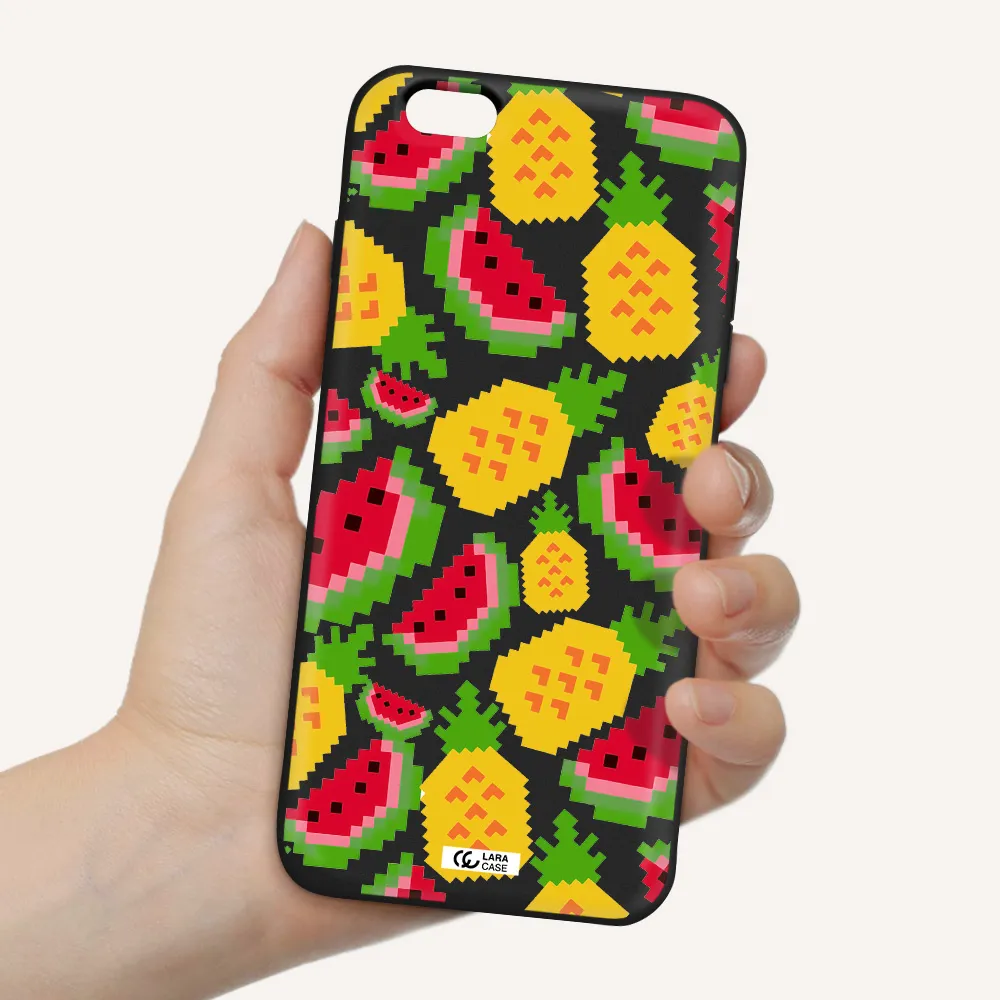 a pattern of watermelon and pineapples Apple iPhone 6 s plus Silicone black Case