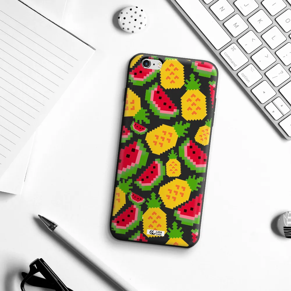 a pattern of watermelon and pineapples Apple iPhone 6 s plus Silicone black Case