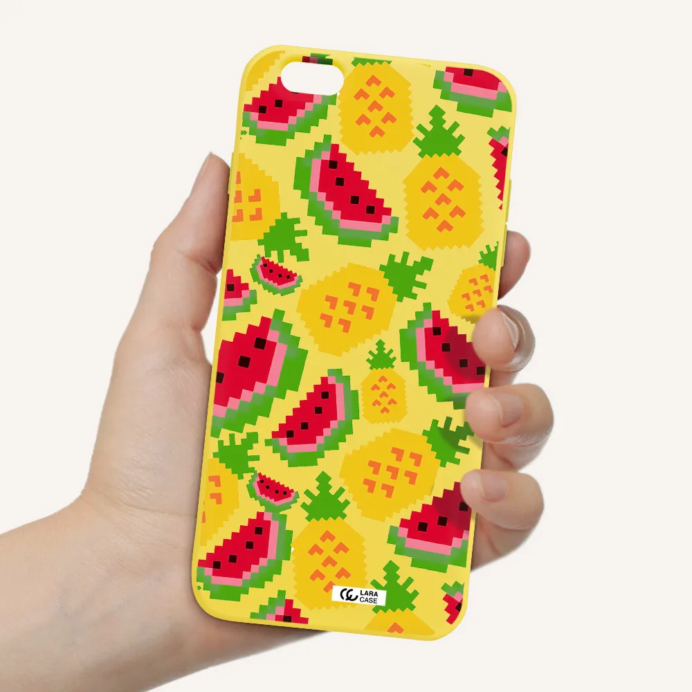 a pattern of watermelon and pineapples Apple iPhone 6 s plus Silicone canary yellow Case
