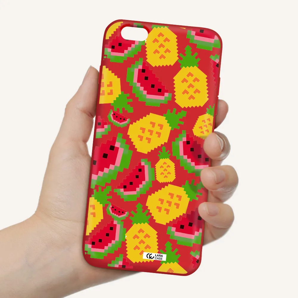 a pattern of watermelon and pineapples Apple iPhone 6 s plus Silicone Imperial Red Case