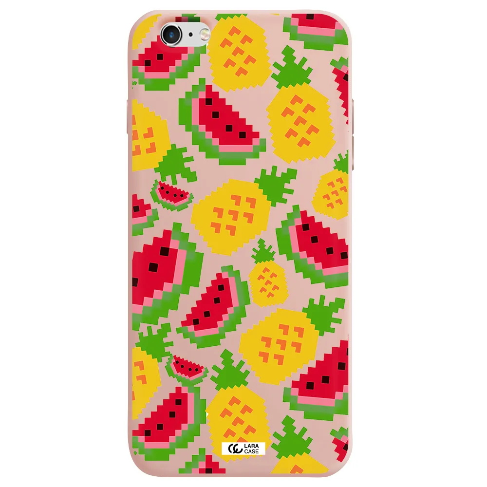a pattern of watermelon and pineapples Apple iPhone 6 s plus Silicone pastel pink Case