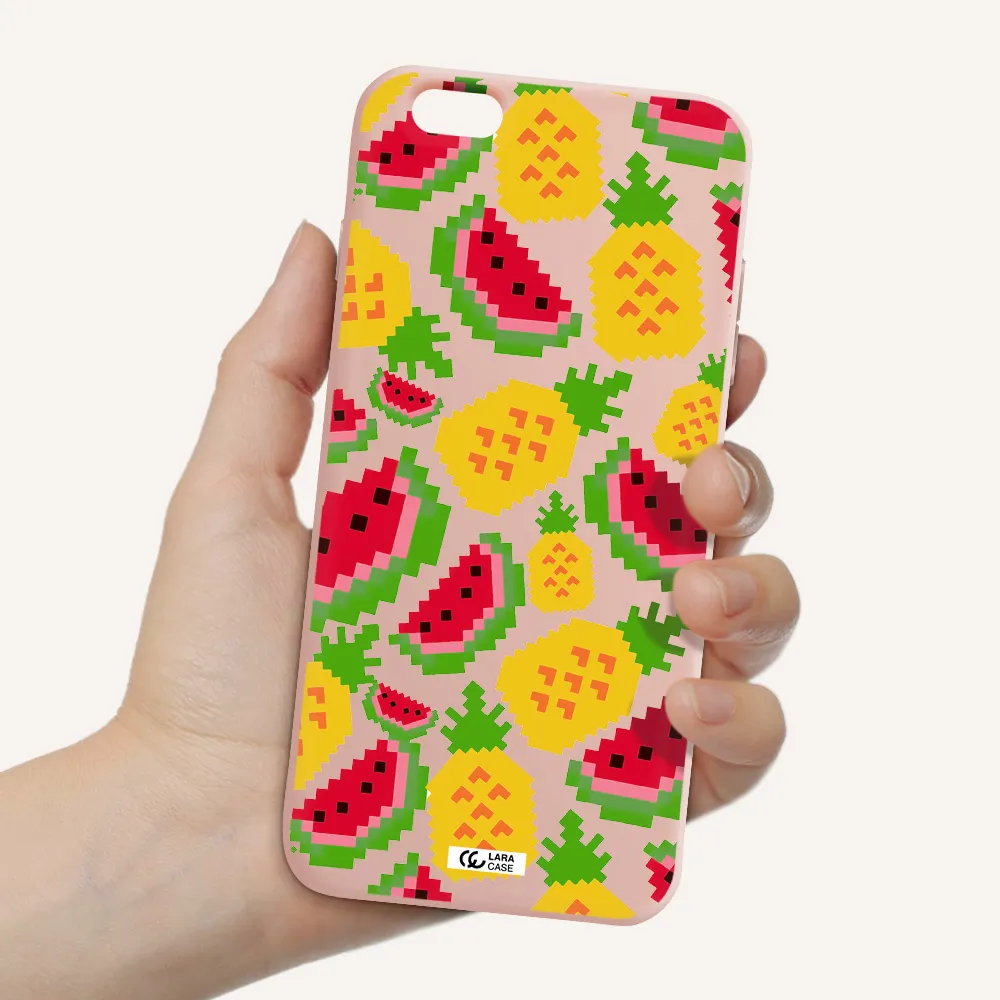 a pattern of watermelon and pineapples Apple iPhone 6 s plus Silicone pastel pink Case