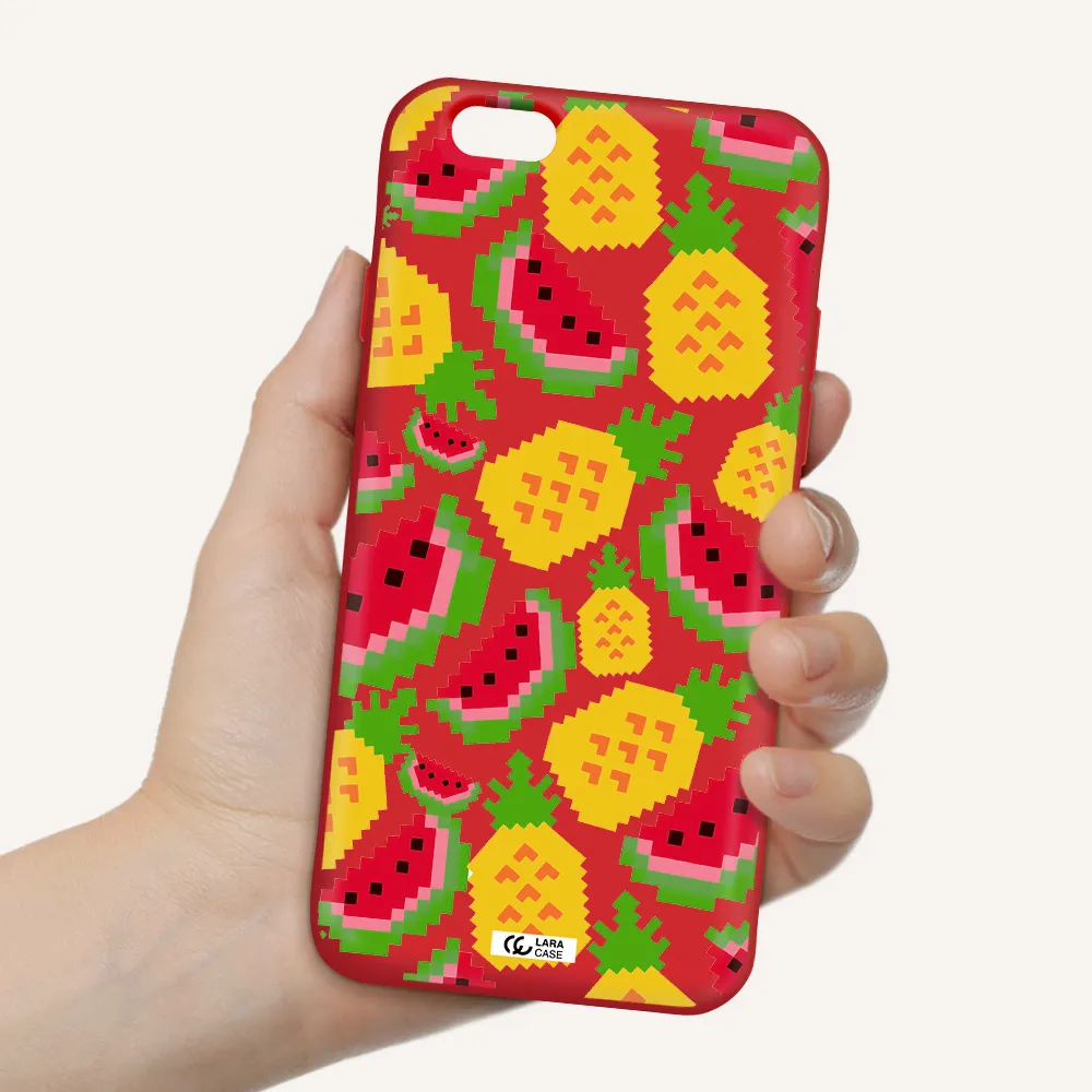 a pattern of watermelon and pineapples Apple iPhone 6 Silicone Imperial Red Case