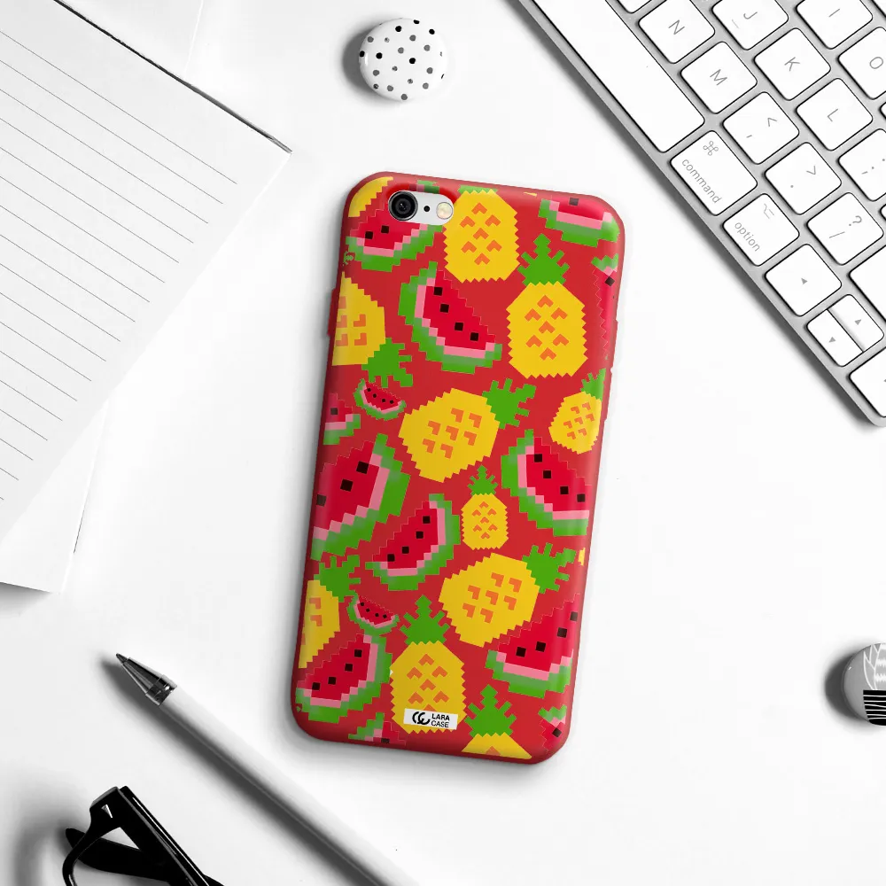 a pattern of watermelon and pineapples Apple iPhone 6 Silicone Imperial Red Case