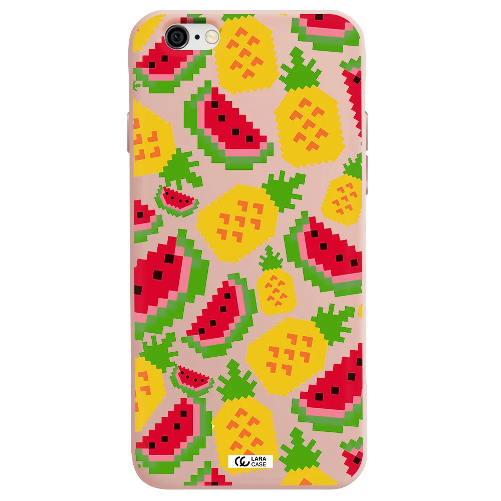a pattern of watermelon and pineapples Apple iPhone 6 Silicone pastel pink Case
