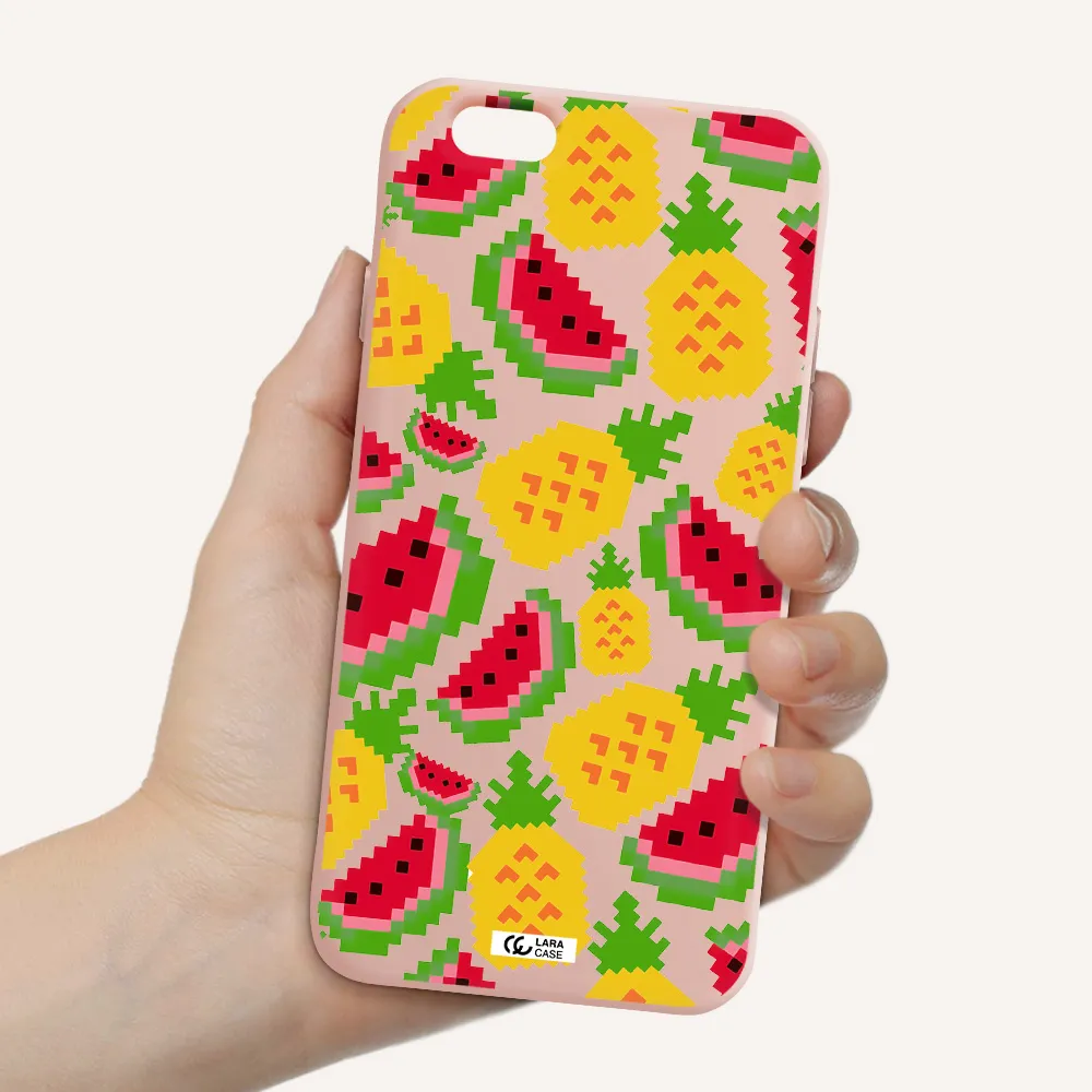 a pattern of watermelon and pineapples Apple iPhone 6 Silicone pastel pink Case