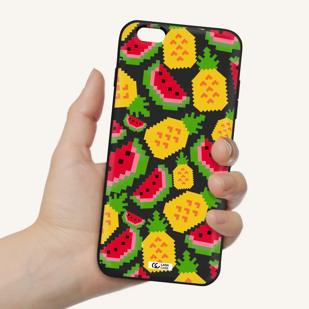 a pattern of watermelon and pineapples Apple iPhone 6S Silicone black Case