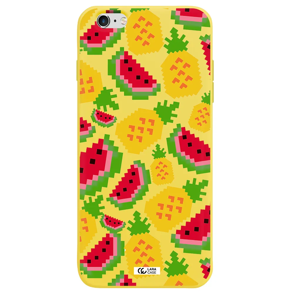 a pattern of watermelon and pineapples Apple iPhone 6S Silicone canary yellow Case