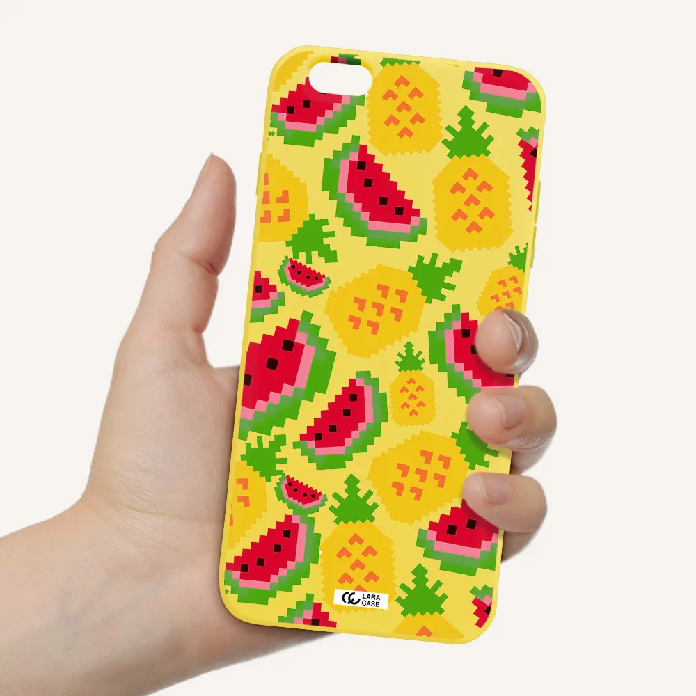a pattern of watermelon and pineapples Apple iPhone 6S Silicone canary yellow Case