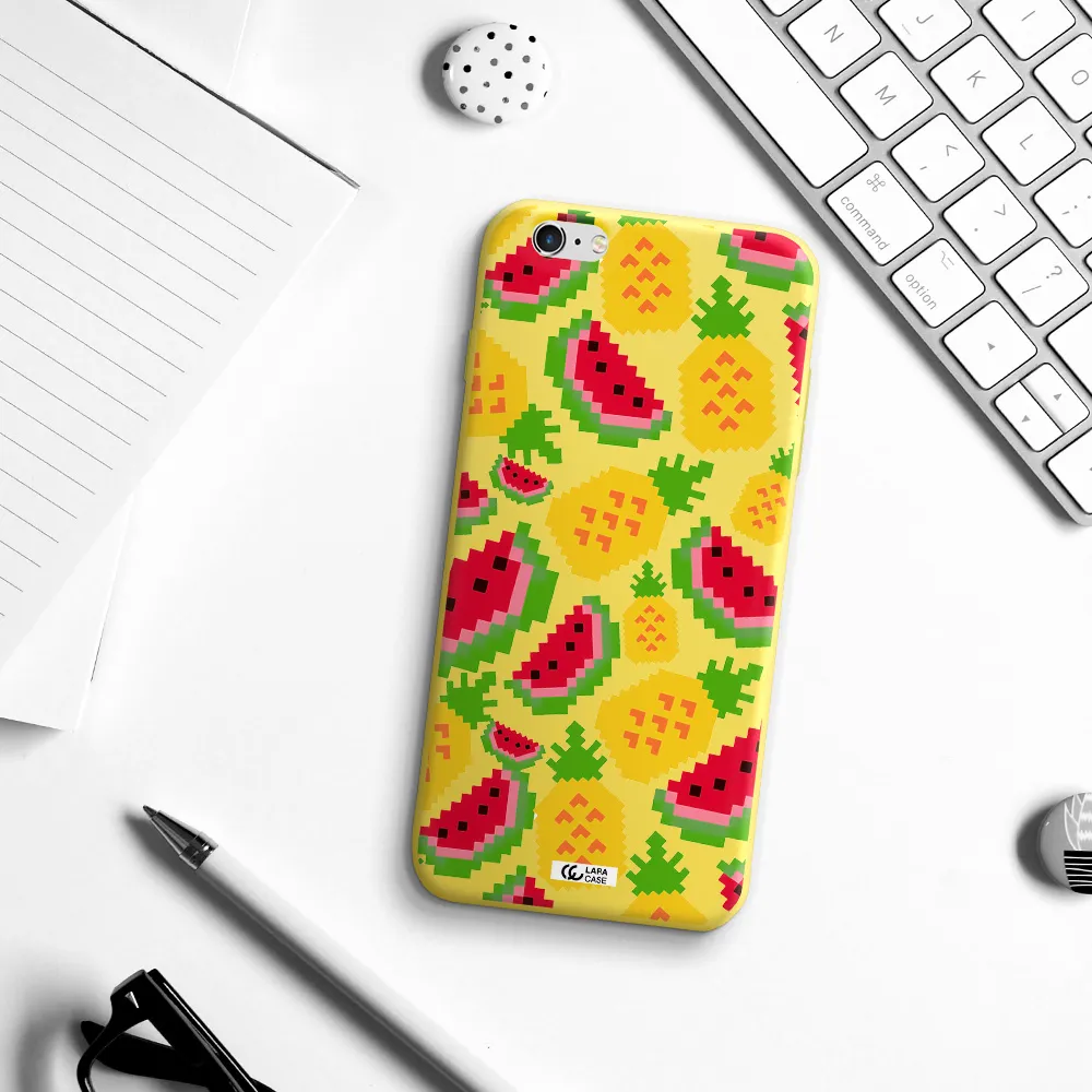 a pattern of watermelon and pineapples Apple iPhone 6S Silicone canary yellow Case