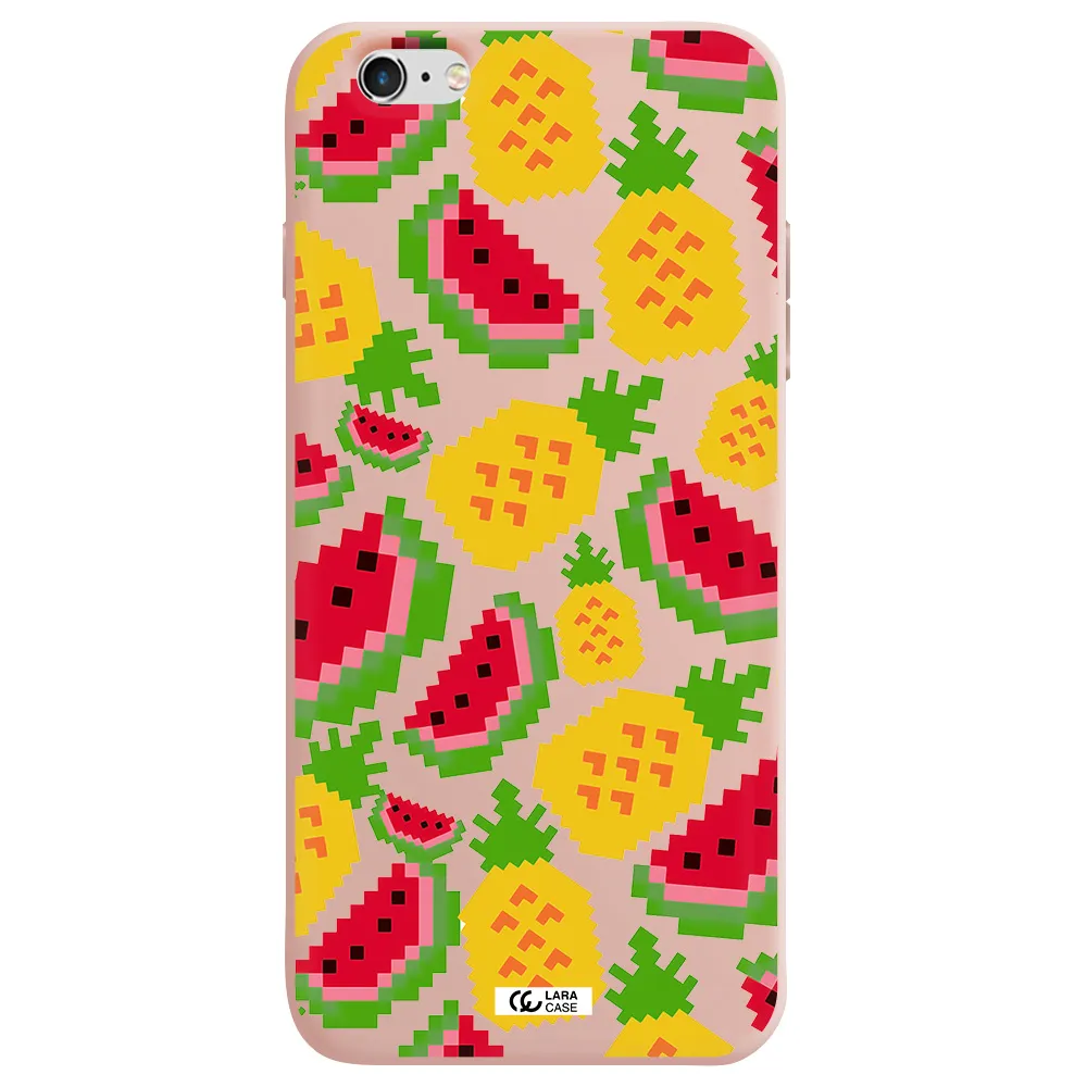 a pattern of watermelon and pineapples Apple iPhone 6S Silicone pastel pink Case