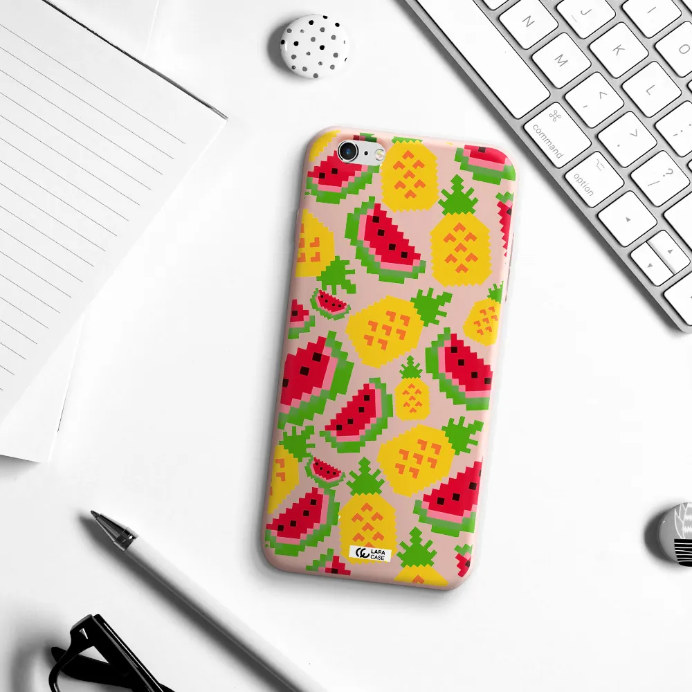 a pattern of watermelon and pineapples Apple iPhone 6S Silicone pastel pink Case