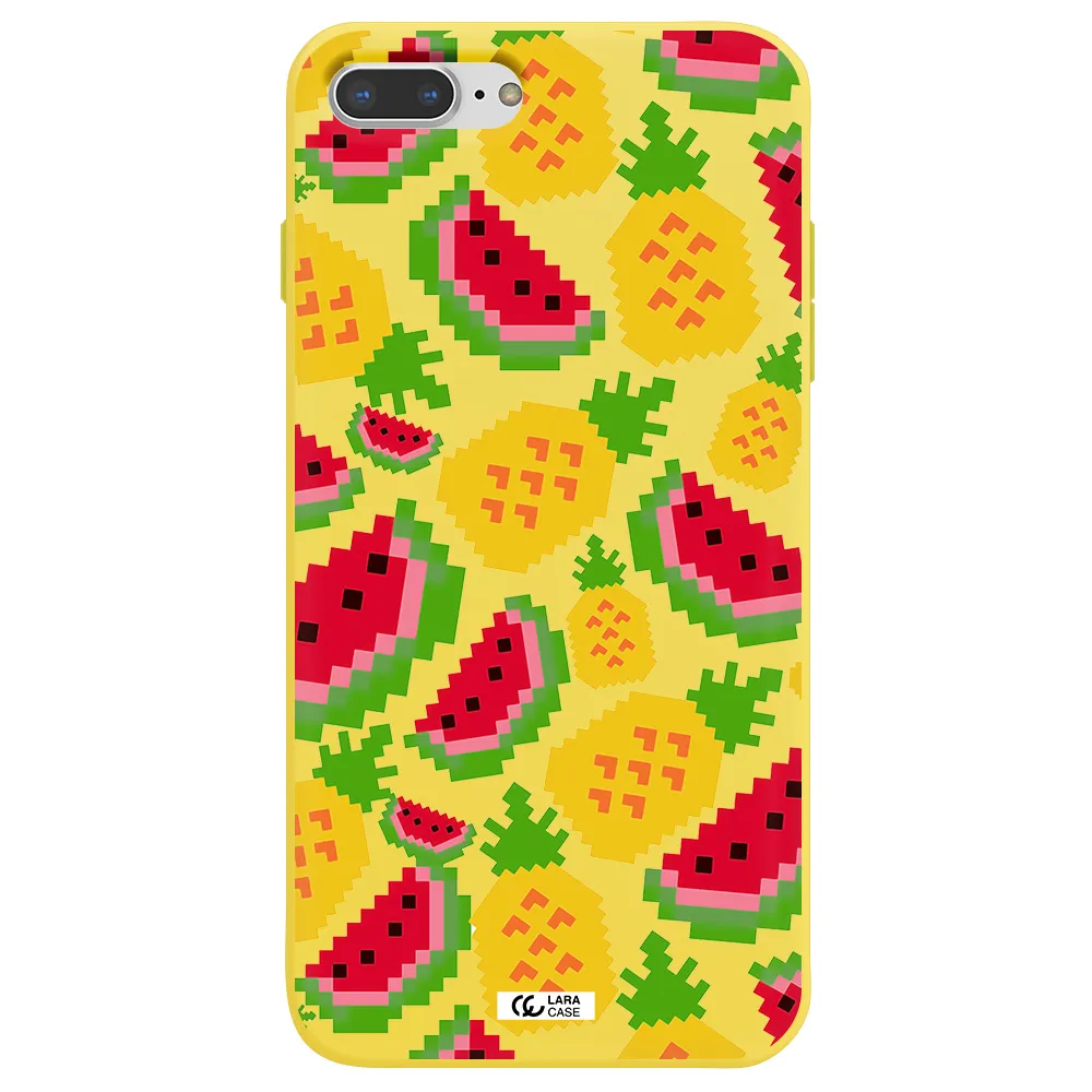 a pattern of watermelon and pineapples Apple iPhone 7 plus Silicone canary yellow Case