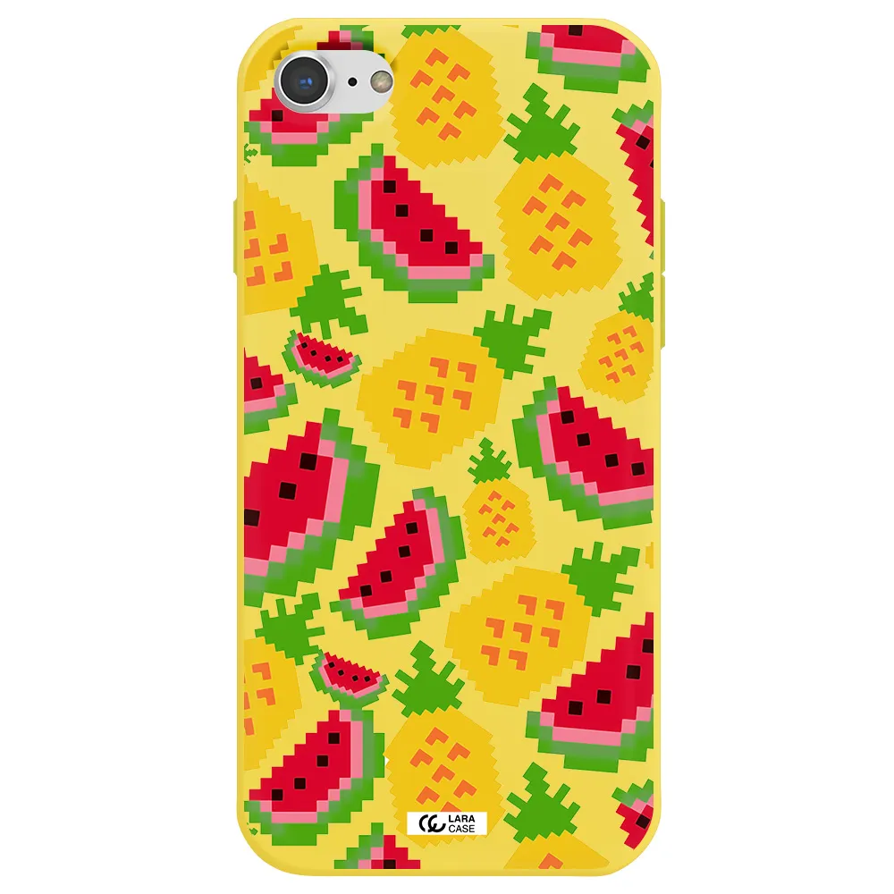 a pattern of watermelon and pineapples Apple iPhone 7 Silicone canary yellow Case