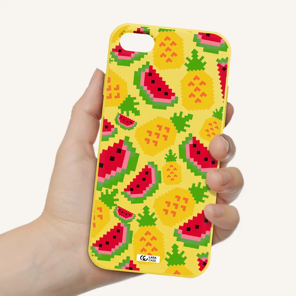 a pattern of watermelon and pineapples Apple iPhone 7 Silicone canary yellow Case