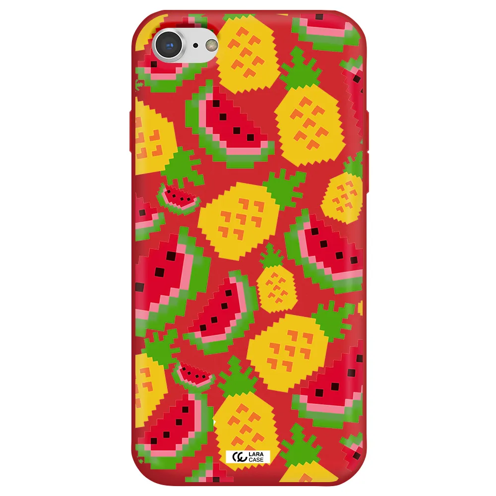 a pattern of watermelon and pineapples Apple iPhone 7 Silicone Imperial Red Case