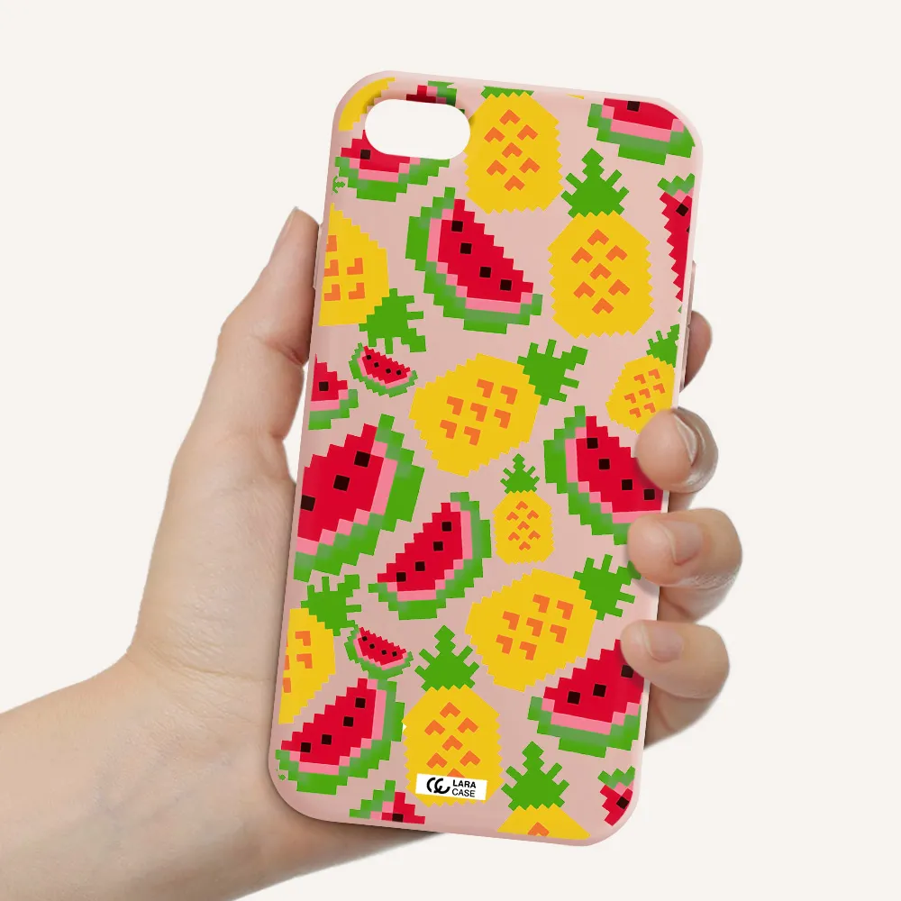 a pattern of watermelon and pineapples Apple iPhone 7 Silicone pastel pink Case