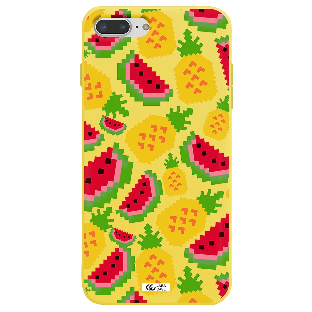 a pattern of watermelon and pineapples Apple iPhone 8 plus Silicone canary yellow Case